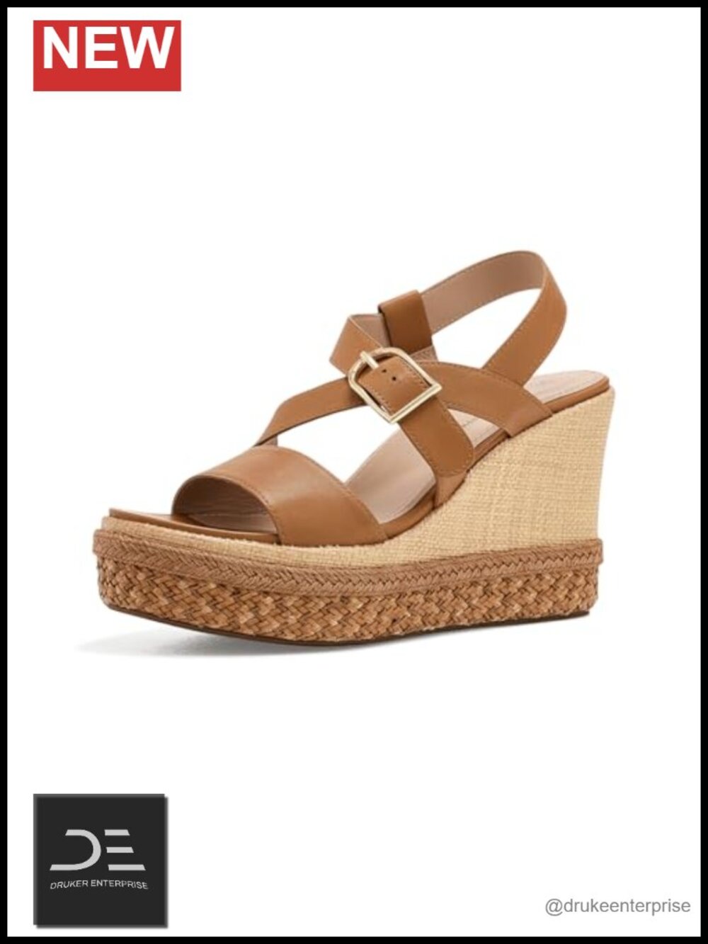 Nappa Leather Asymmetrical Wedge Sandal with Platform, Buckle Ankle Strap
